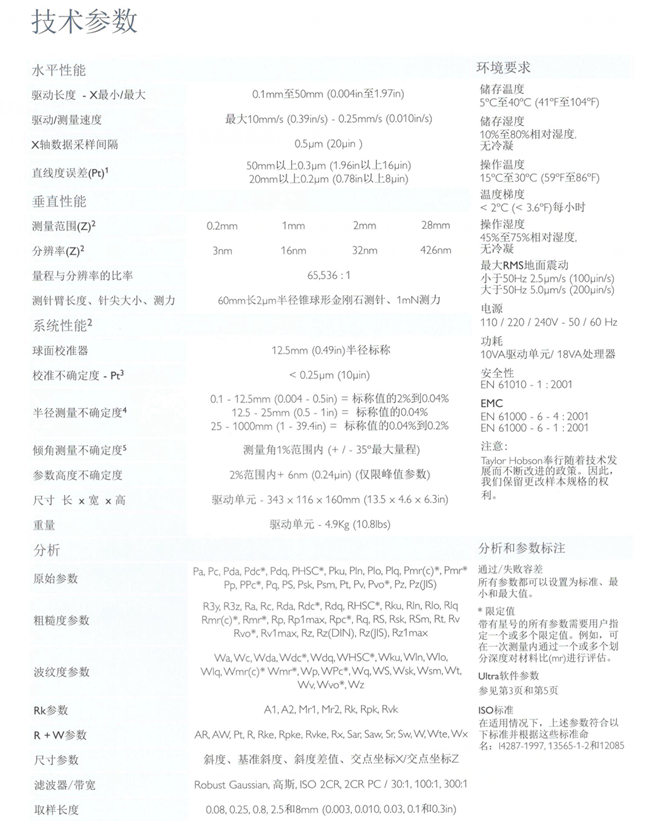 Intra Touch輪廓粗糙度儀的技術規(guī)格參數(shù)