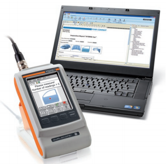 在PC上創建的檢查計劃已加載到儀器上。 儀器直接在樣品上顯示測量點和所需的測量次數。