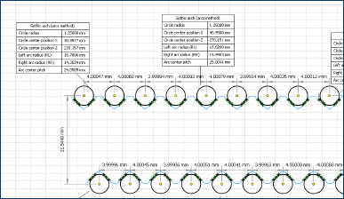 從兩次軸向測量中分析螺距、雙圓弧尖拱、PCD