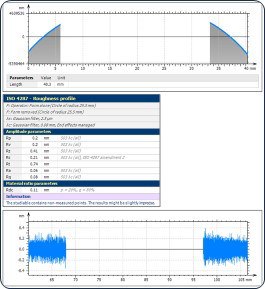 泰勒粗糙度輪廓測量軟件可自動忽略孔位，對間斷表面進行分析